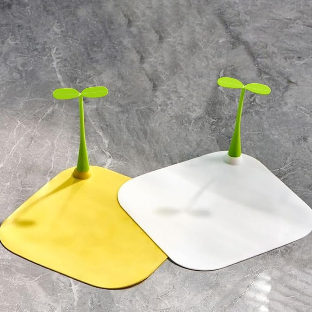 HASTHIP Silicone Bathroom Drain Cover for Shower and Sink 5.9 in with Green Sprout Handle