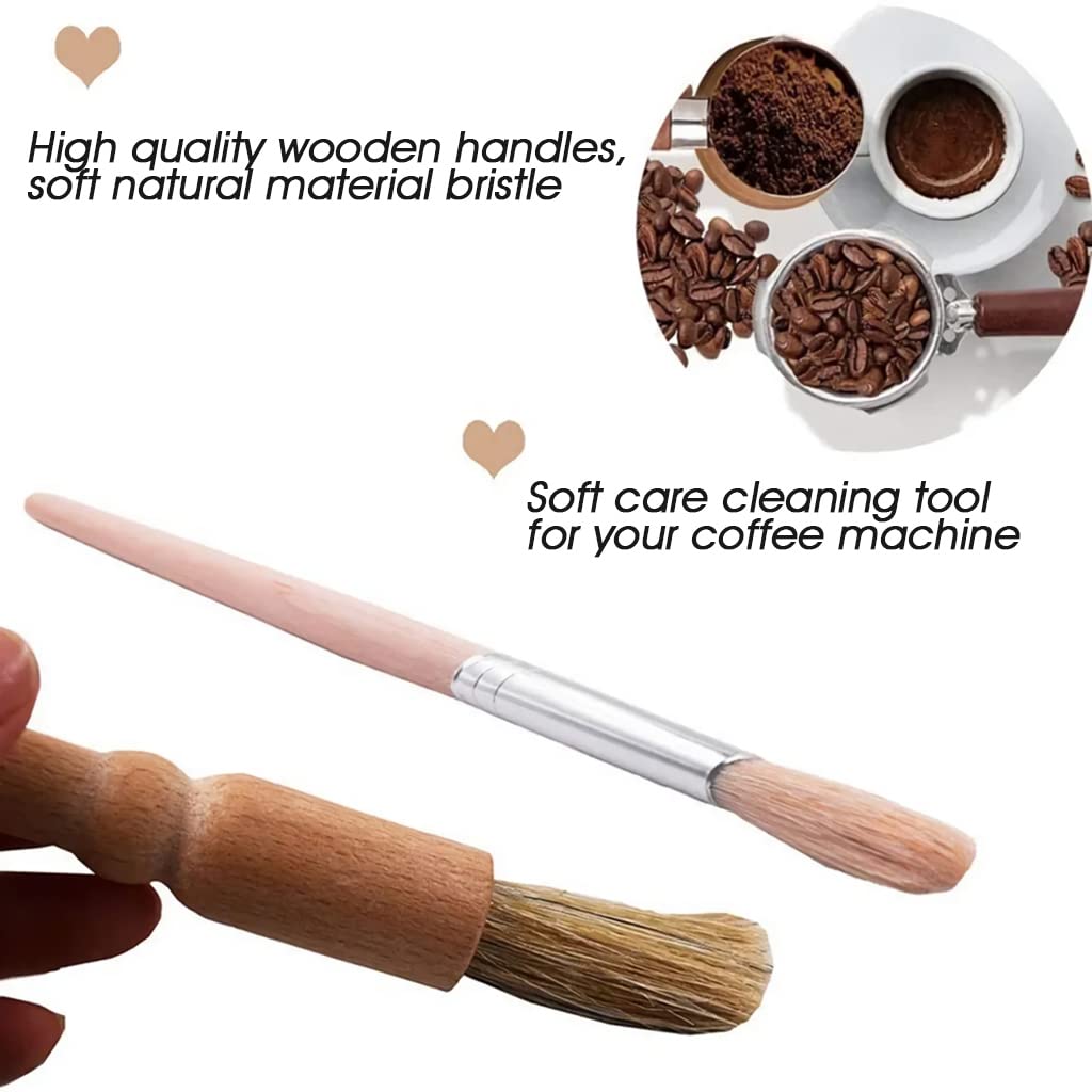 Coffee Brush Set, Professional Espresso Brush Kit, Include Wooden Coffee Grinder Machine Cleaning Brush and Nylon Espresso Brush for Coffee Machine Group Head (5Pcs)