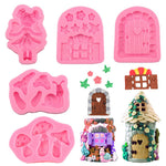 HASTHIP® 5Pcs Chocolate Fondant Molds Food Grade Silicone Baking Molds Dreamy Forest Mushroom Hut Design, Assembly Fondant Molds for Cake Decorating, Candy, Sugarcraft