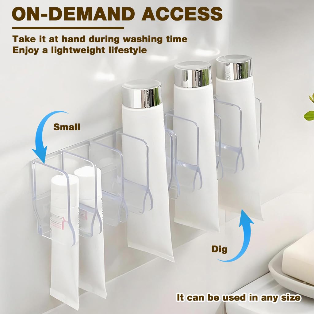 HASTHIP Wall Skincare Organizer for Bathroom and Kitchen featuring 4 Slot Acrylic Design | Drill Free Adhesive Holder