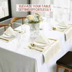 HASTHIP Kitchen Napkins for Dining and Parties with Elegant White Jacquard Design 19x19 in | Washable Reusable Polyester