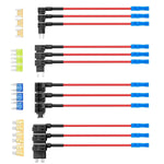 HASTHIP® Kit de 12 Fusibles de Coche 12V Add-a-Circuit con Portafusibles Doble Ranura para Fusibles Estándar,Mini,Micro2 y Perfil Bajo Instalación Fácil y Uso Versátil en Coches