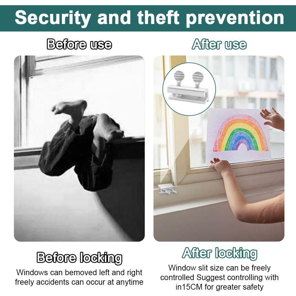 HASTHIP Sliding Window Key Locks for Home Security with Dual Screw-In Stud Design | 3 Pcs Silver Aluminum