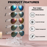 HASTHIP Glass Stand Sunglass Holder for Display and Storage with 6 Pair Capacity | Clear Organizer Rack