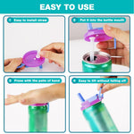 HASTHIP Reusable Soda Can Lids 4 Pack with Silicone Straws and Airtight Spill-Proof Seal | Fits 12oz and 16oz Cans