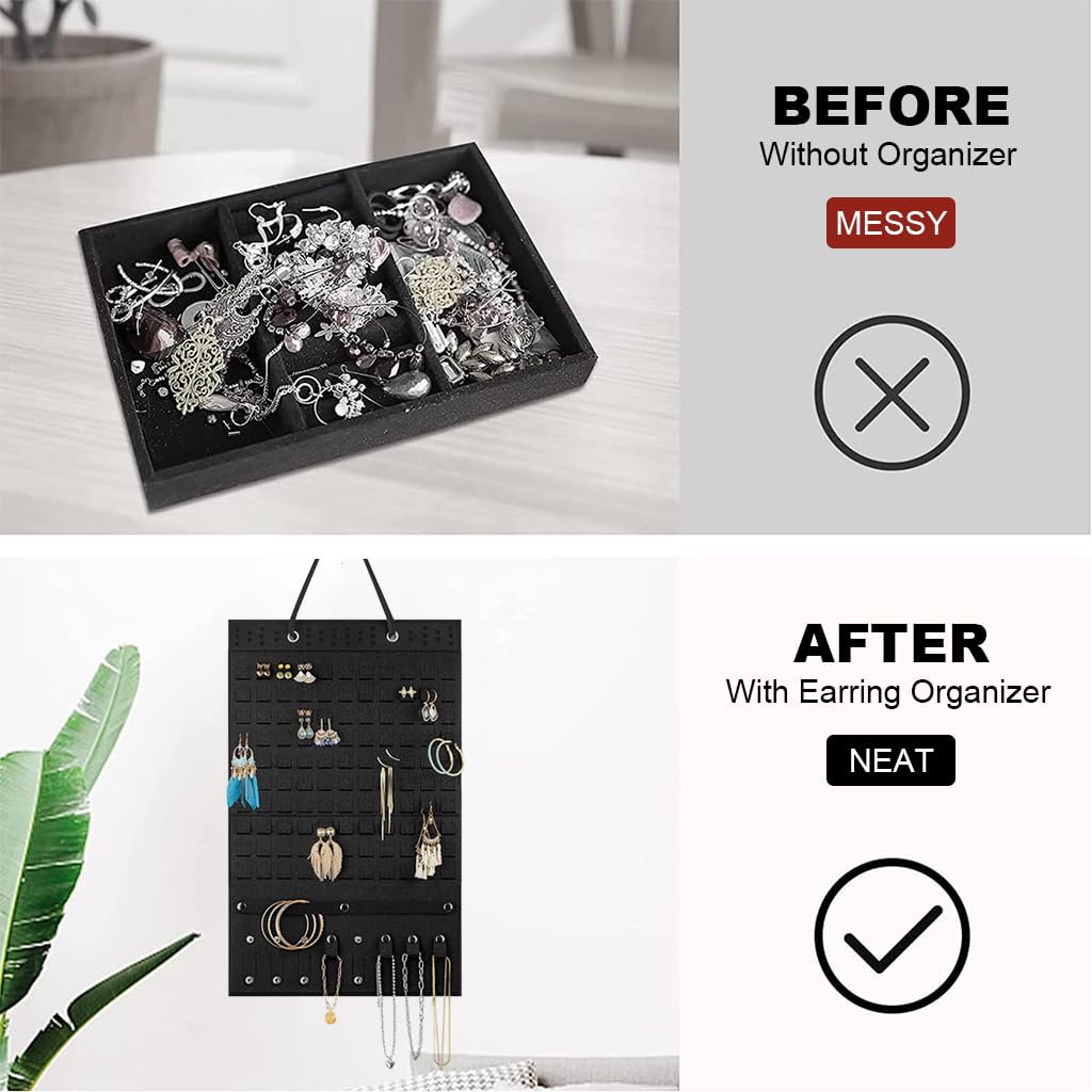 HASTHIP Hanging Jewellery Organizer for Women with 200 Pair Capacity and Felt Display Board