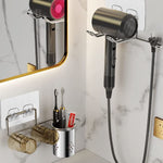 HASTHIP Hair Dryer Holder for Bathroom Organization with Self Adhesive Mount | Stainless Steel Silver Rack