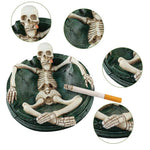 HASTHIP Skeleton Ashtray for Halloween Decor with 3 Cigarette Slots and Resin Craft 4.3x4.9 in