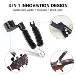HASTHIP Guitar Tuning Peg Removal Tool for String Changes with 3 in 1 Winder and Cutter | Metal and ABS Construction