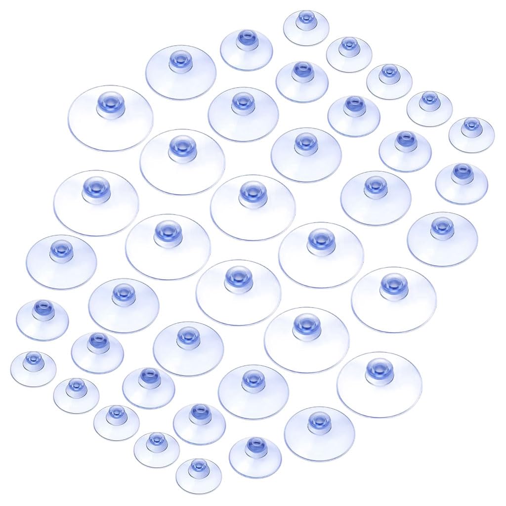 HASTHIP Suction Cup Hooks for Kitchen and Bathroom featuring Strong Hold Clear PVC | 40pcs in 4 Sizes