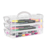 HASTHIP Pencil Box for School and Office with Stackable 3 Tier Design 8x3.8x1.4 in | Clear Silicone Organizer