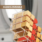 HASTHIP Lipstick Organizer for Dresser and Vanity featuring 28 Slots and Acrylic Stand | Transparent Makeup Holder 11x6.5x25.5cm