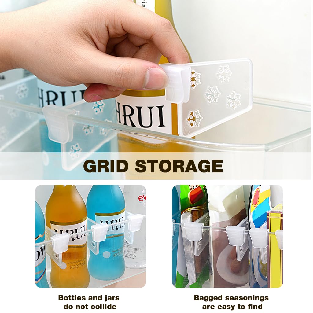 HASTHIP Refrigerator Divider Storage Organizers for Customizable Bins with 24pcs PP Inserts | Easy Slide-On Design for Neat Compartment Separation