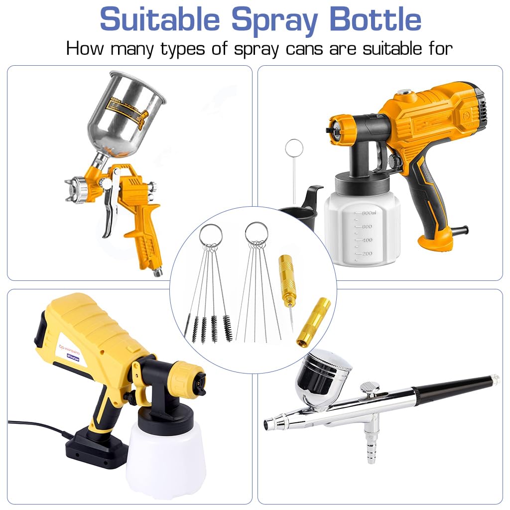 HASTHIP Airbrush Cleaning Brushes Set for Nozzle and Spray Gun Maintenance featuring 5 Micro Brushes & Stainless Steel Tools | Precision Pins and Metal Needles