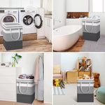 HASTHIP Laundry Hamper for Clothes with Freestanding Foldable Design 75L | Cotton Linen Baskets