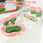 HASTHIP Soap Trays for Bathroom and Kitchen with Drain Spout Design 14.5 × 11 cm | White & Pink PP Set of 2