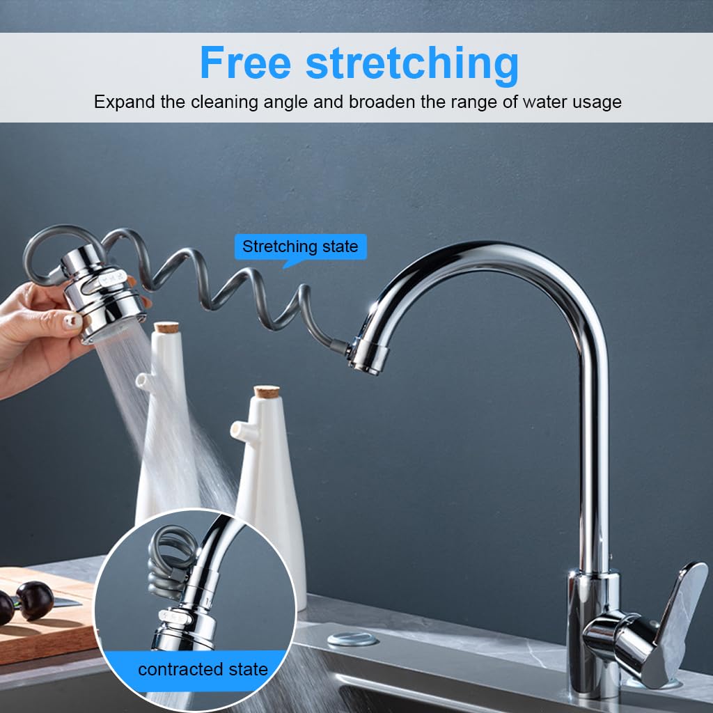 HASTHIP Kitchen Faucet Extender with 360° Rotation and 3 Spray Modes for High Arch Spouts | ABS Hose Extension for Deep Sinks