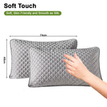 HASTHIP Pillow Cover Set with Zip Closure for Standard Pillows 48x74cm 2Pc | Bamboo Fiber Waterproof Protection Grey