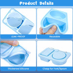 HASTHIP Silicone Salad Dressing Container for Lunch Box with Dual Compartments 5.6x3.4x1.3 in | Leakproof Food Grade Sauce Cup and Spoon Strap