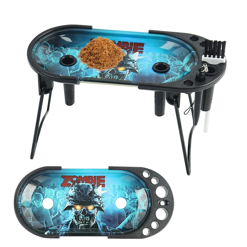 HASTHIP Foldable Metal Ashtray Tray for Hand Rolled Cigarettes with Work Table | Portable Maker for King Size and 1 1/4 Size