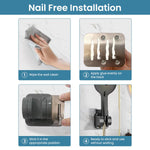 HASTHIP Shower Head Holder for Bathroom with Built in Hook and Strong Adhesive | Stainless Steel Adjustable No Drill Bracket