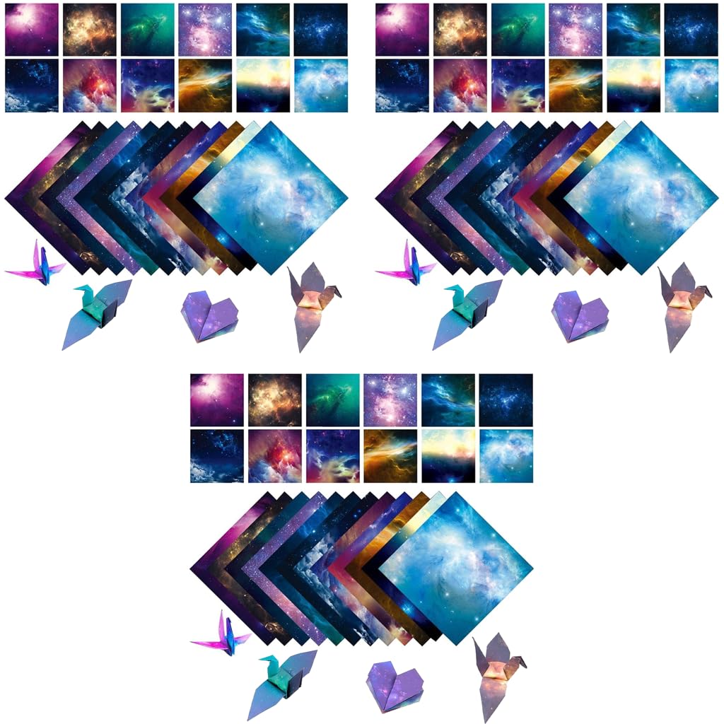 HASTHIP Origami Paper for Kids and Adults featuring 100 Double Sided Sheets 6x6 inch | 12 Galaxy Designs