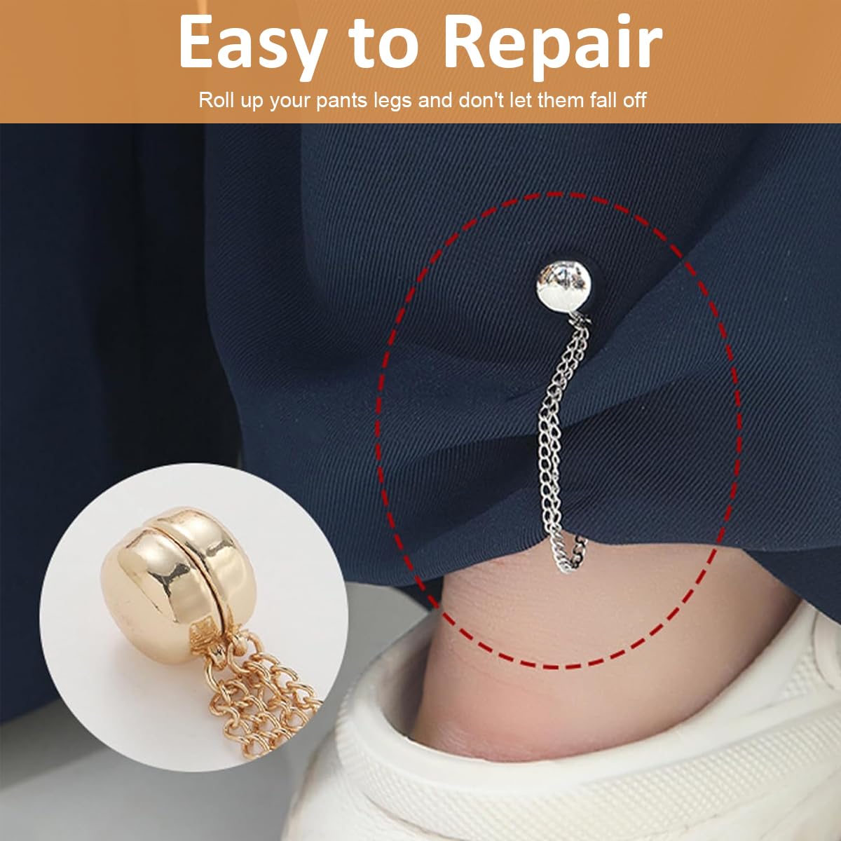 HASTHIP® 4Pcs Magnetic Clothing Clip, Metal Pinless Brooch Clothes Hijab Magnets Chain, Magnetic Cuff Holder, Multi-Purpose Pant Buttons Clips for Shirts, Blazer, Trousers (4 Colors)
