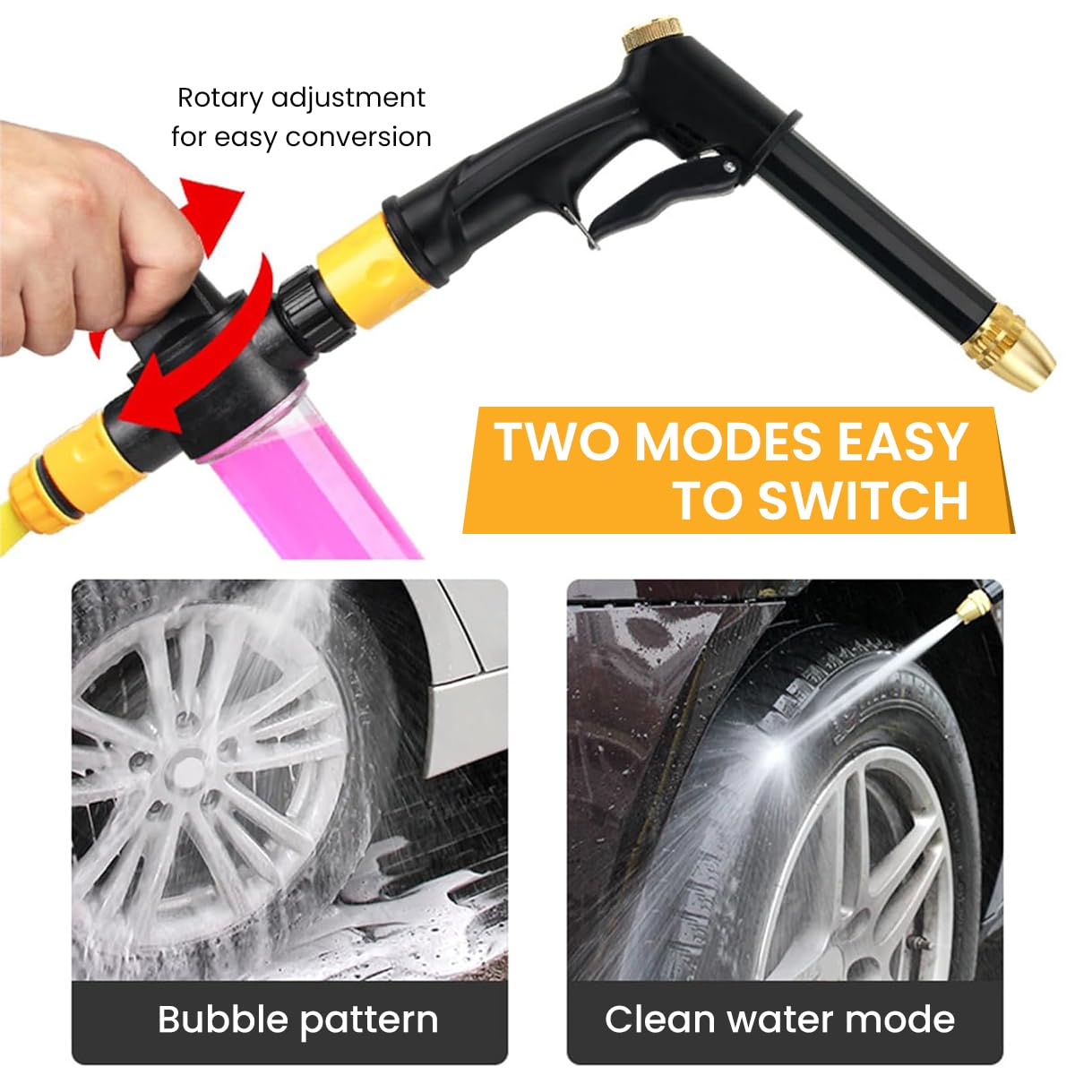 HASTHIP Car Washer Gun for Car and Garden with 10M Hose featuring Four Spray Modes | Alloy Nozzle