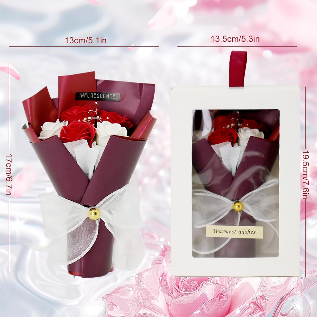 HASTHIP Rose Gift Box for Valentines and Birthdays with Hand Soap Roses 20cmx14cmx8.5cm | Ideal for Girlfriend or Mother