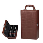 HASTHIP Wine Box for 2 Bottles featuring 34.5x20x12cm Dual Compartment Design | Leatherette Gift Set with Wine Accessories