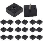 HASTHIP® 20Pcs 1.18Inch/30mm Rubber Furniture Pads with Screws, Black Square Non Slip Furniture Feet Heavy Duty Couch Feet Covers for Chair, Table, Desk, Sofa-Black