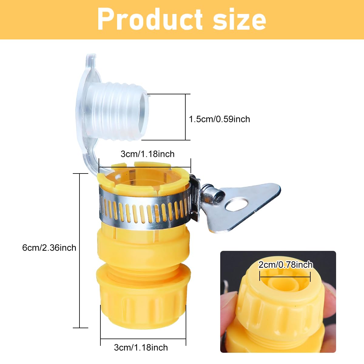 HASTHIP Universal Water Tap Adapter for 4/6 Point Faucets with Anti Leakage ABS Quick Release 3 PCS