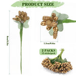 HASTHIP Artificial Flower Bunch for Weddings and Home Decor with 12 Branches & 80mm Length | Featuring Gold Beads and Green Mesh Design