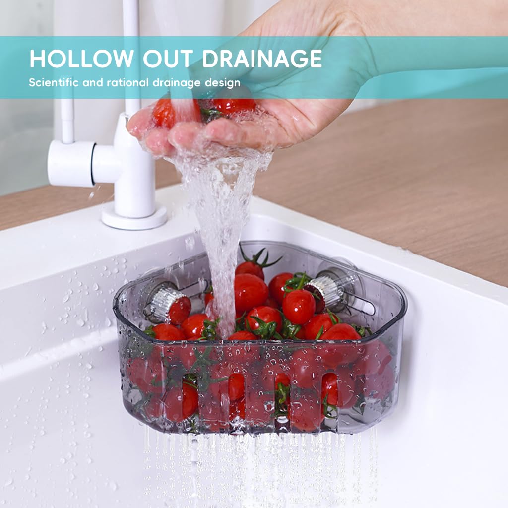 HASTHIP Kitchen Sink Strainer Basket for Corners with Triangle Design and Plastic Body | Easy to Clean Drain Basket for Food Waste and Fruits