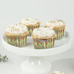 HASTHIP Cupcake Liners 50Pcs 3Oz for Weddings and Parties with Mandala Print and Golden Interior