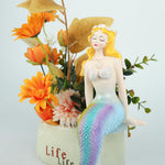 HASTHIP Mermaid Figure Statue for Desk and Planter Decor featuring 9.5x23 cm Resin Design