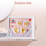 HASTHIP® Kit de Huellas de Mano y Pie Bebé con Arcilla Blanca y Pintura Dorada,Marco Fotos 11x12.9 Pulgadas con Accesorios,Regalo Recuerdo para Recién Nacidos