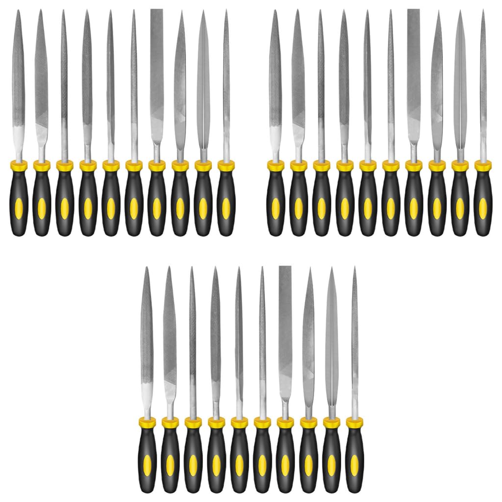 HASTHIP File Tools Set for Wood and Metal Work with Anti‑Slip Handles | 30 PCS 5 mm × 180 mm High Carbon Steel