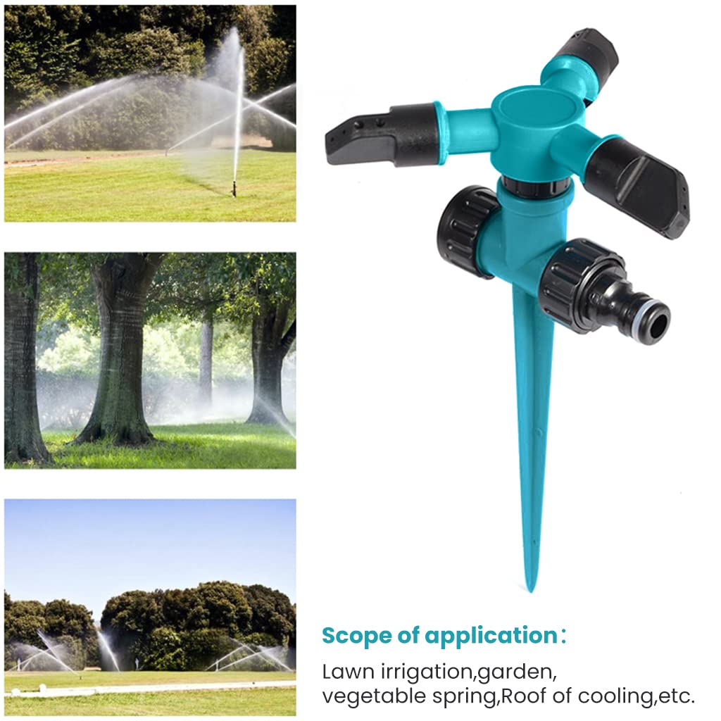 HASTHIP Garden Sprinkler for Lawn Watering with 360° Rotation and 9pcs Set | Adjustable Three-Outlet ABS Design