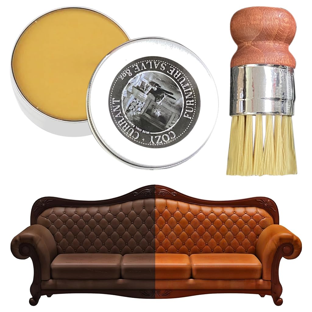 HASTHIP Leather Polish Paste 60g for Furniture and Car Interiors with Brush | Dual-Action Cleaning and Conditioning