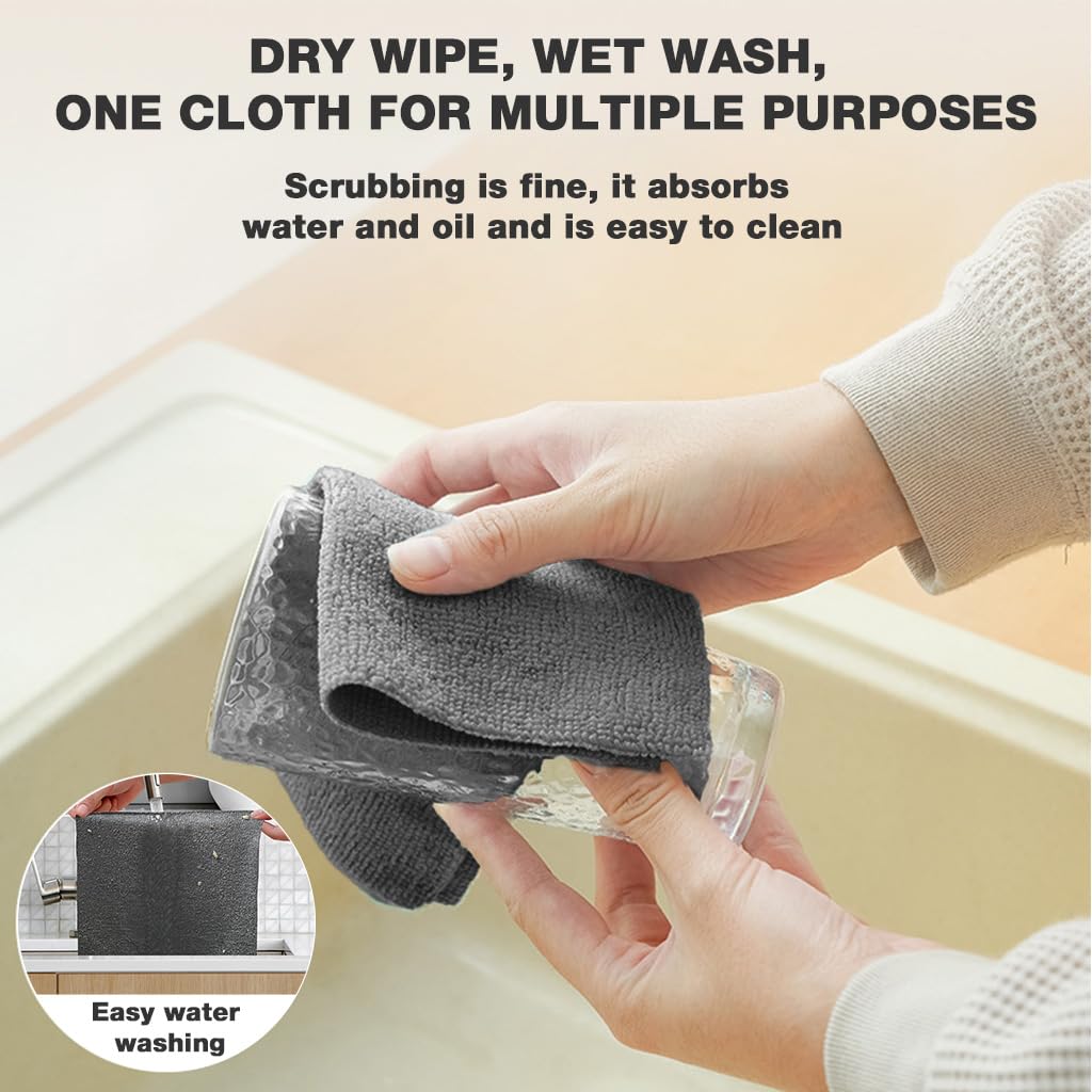 HASTHIP Reusable Microfiber Cleaning Wipes for Kitchen with Pull Out Storage | 20x20cm 20 Pack