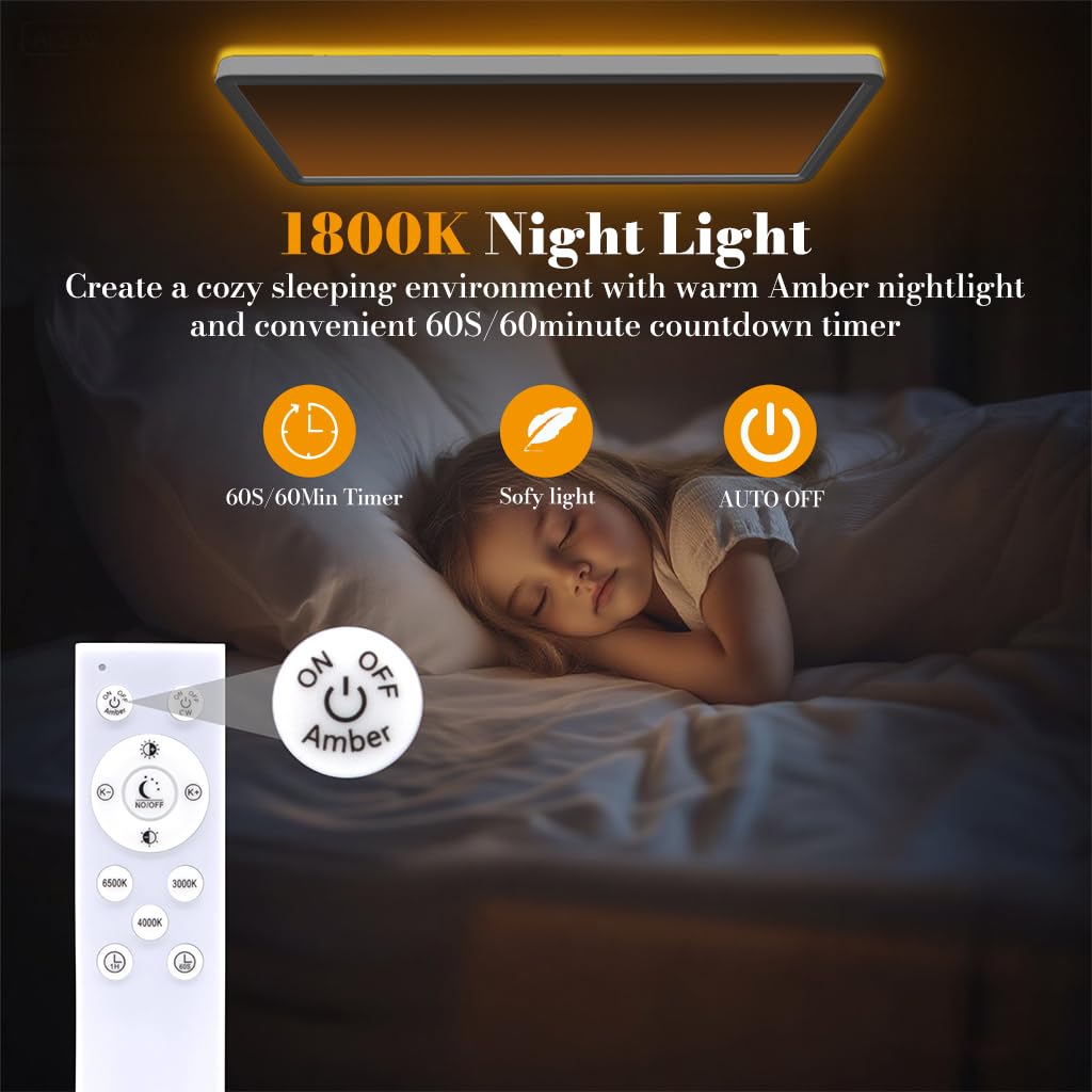 Hasthip 48W LED Ceiling Light with Remote Control & Dimmable Design