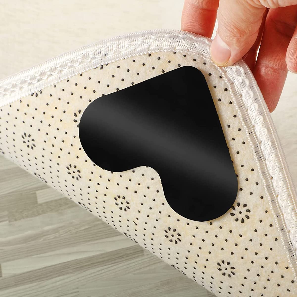 HASTHIP Rug Corner Grippers for Hardwood Floors with Double Sided Non Slip Design | 12PCS Reusable Pads
