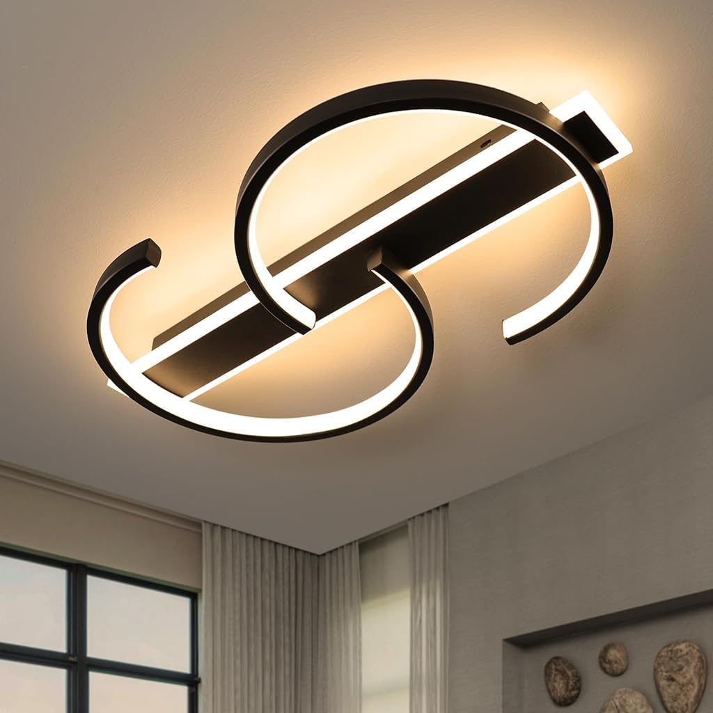 HASTHIP® LED Ceiling Light Dimmable Ceiling Light Black Living Room Lamp 55 W with Remote Control
