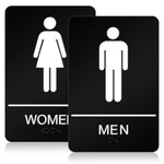 HASTHIP® Restroom Signs ADA Compliant Braille Bathroom Sign, ABS Plastic, 6x4 Inch, Double Sided Tape, Office, Restaurant, Business, Indoor/Outdoor, Durable, Black