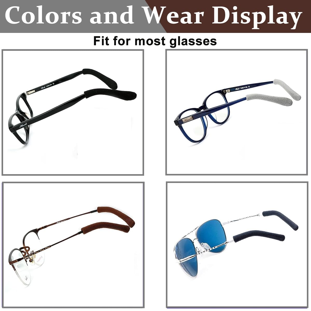HASTHIP Anti Slip Glasses Ear Grip for Sunglasses featuring Soft Acrylic Knitting Sleeve | 3 Pairs