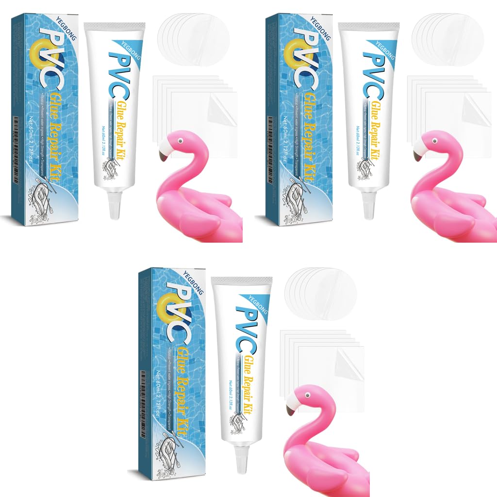HASTHIP Waterproof PVC Repair Glue Kit for Pool Floats and Rafts with 10 Clear Patches 60ml
