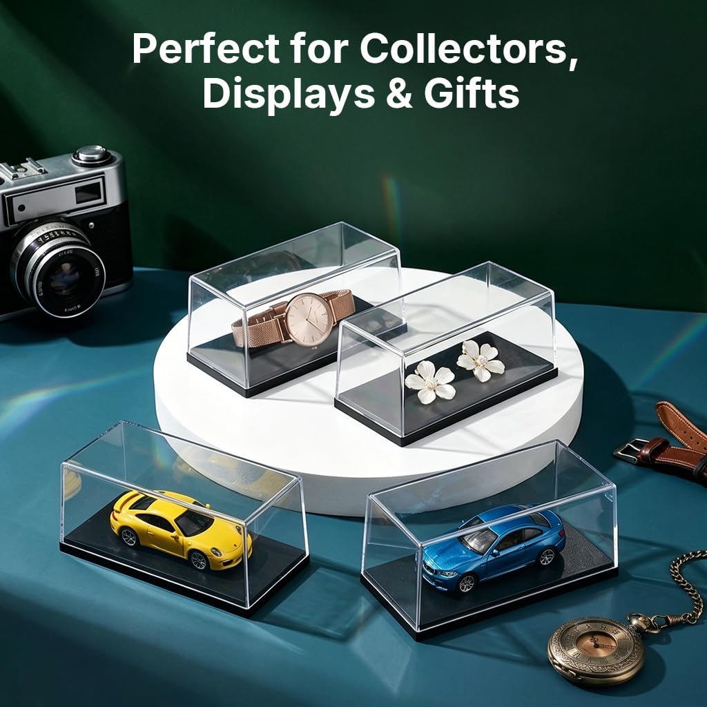 HASTHIP 4-Pack Acrylic Display Cases for 1:64 Scale Model Cars