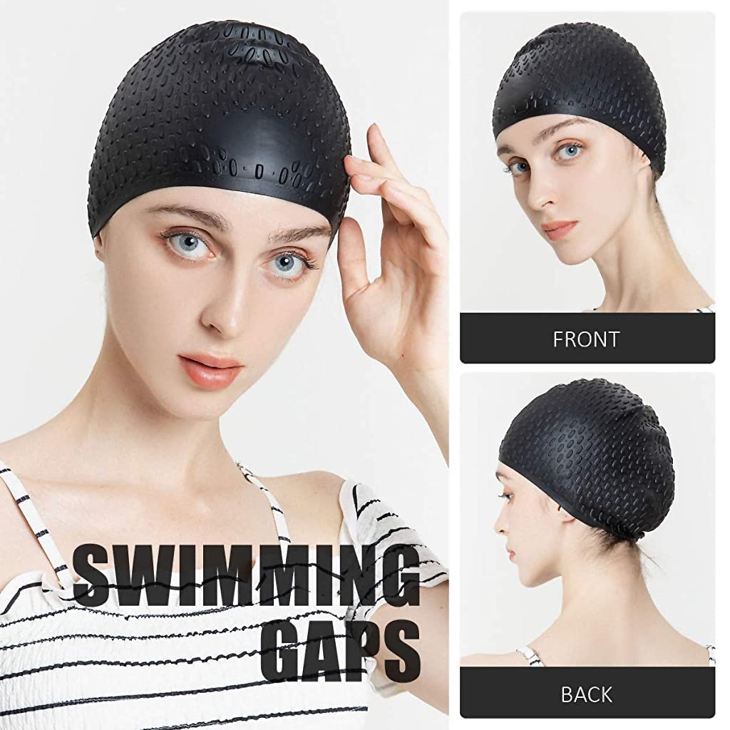 Proberos® Silicone Swim Cap, Bubble Dotted Waterproof Silicone Swimming Cap for Adult Woman and Men, Comfortable Swimming Cap Ideal for All Head Shape, Professional Swimming Gear for Adults