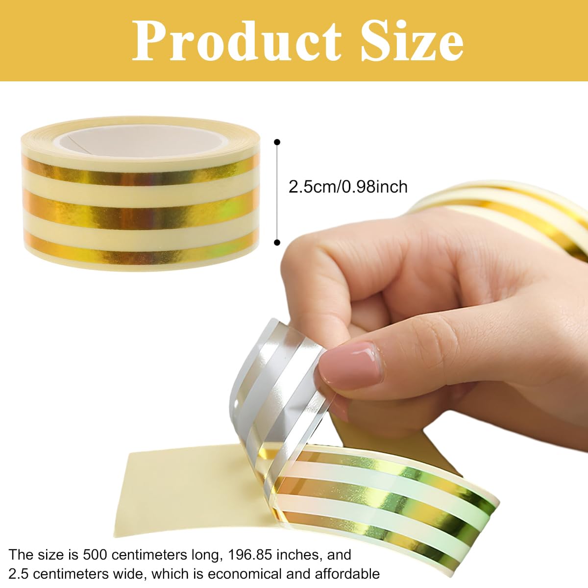 HASTHIP Tile Gap Tape for Wall and Floor Detailing with Self Adhesive PVC 2.5cm×5m | Colorful Metallic Finish